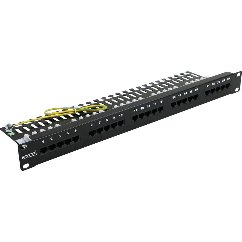 Excel Networking Excel Voice RJ45 Patch Panel - 25-port,3-pair, 1U - Black