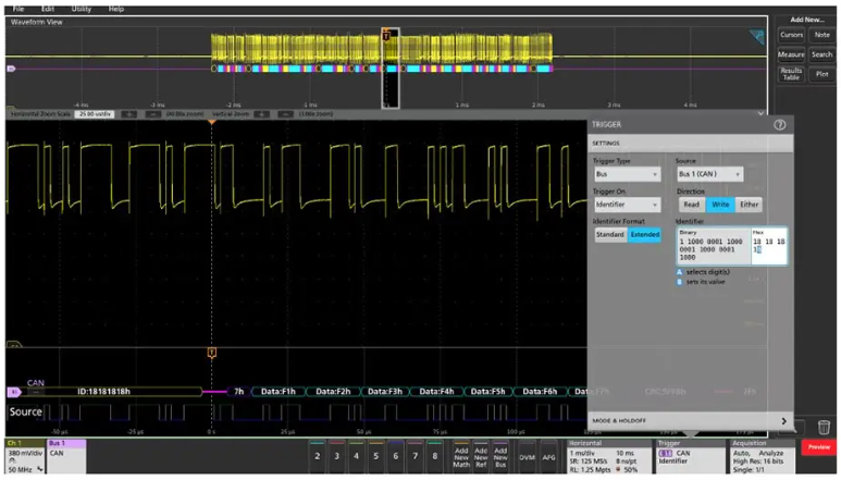 Tektronix Installed Option, Automotive serial triggering and analysis (CAN, CAN FD, CAN XL