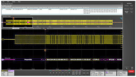 Tektronix Installed Option, Ethernet serial triggering and analysis (10BASE-T, 100BASE-TX)