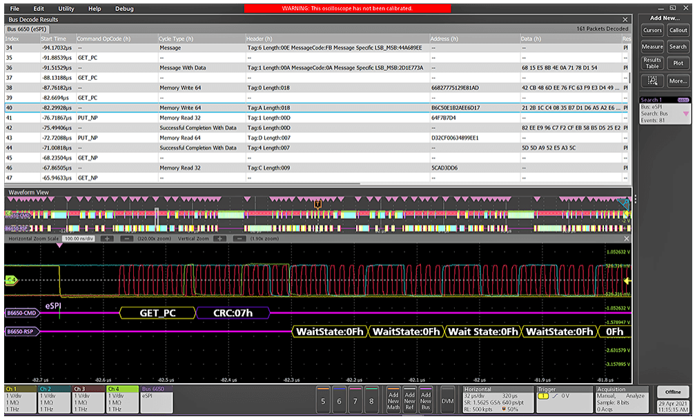 Tektronix Installed option , ESPI Protocol Decoder and Search