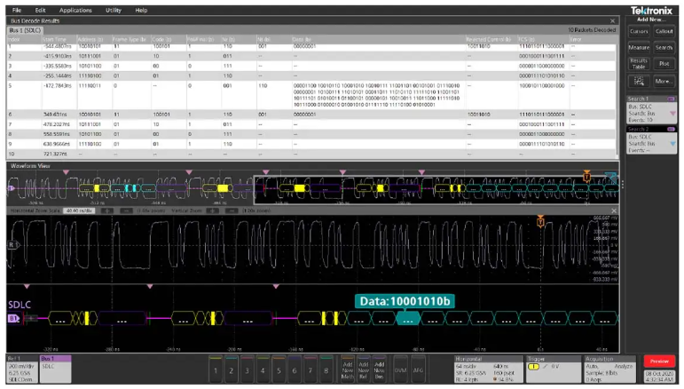 Tektronix Installed Option, Synchronous Data LinkControl Protocol Decoder and Search