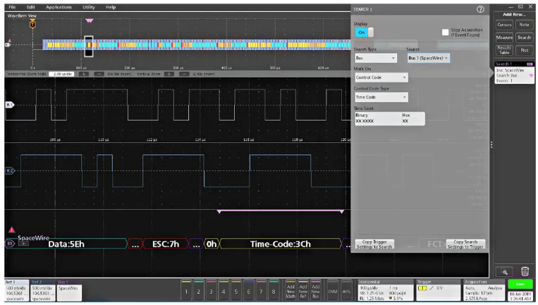 Tektronix Installed Option, SPACEWIRE Protocol Decoder>500 MHz bandwidth, No Hardware Trig
