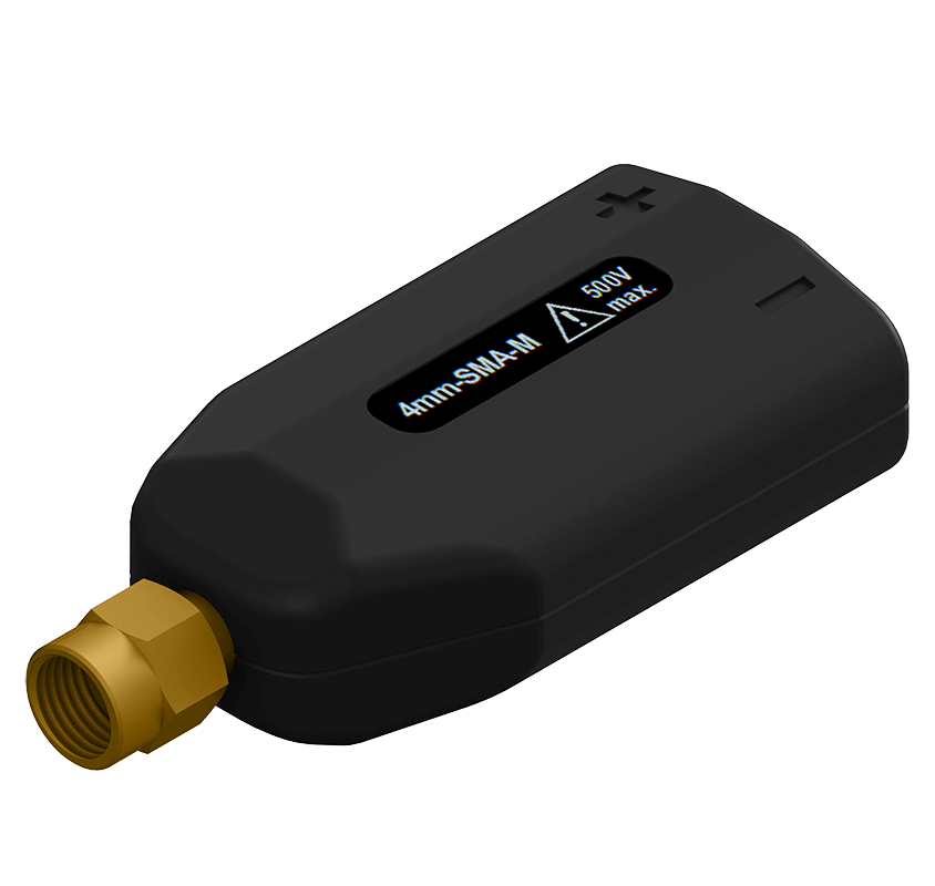 PMK 4mm safety banana socket to SMA plug adapter, for high-frequency voltage measure