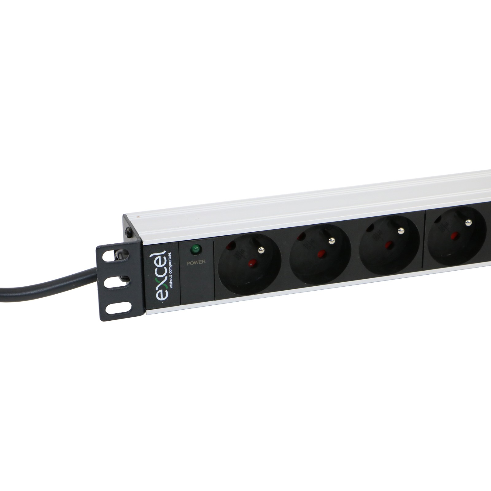 Excel Networking Excel 8-way PDU c/w 8xNFC sockets, 16-Amp plug, Unswitched, w/ LED indicator