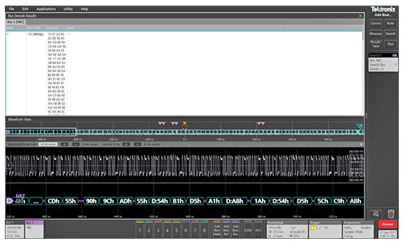 Tektronix Installed Option, NRZ protocol decode and search