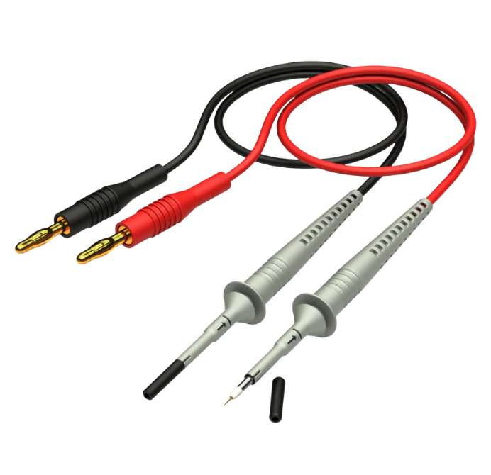 PMK Fine pitch measuring leads, 1,2 m, gold-plated 4mm plugs,1 x red, 1 x black