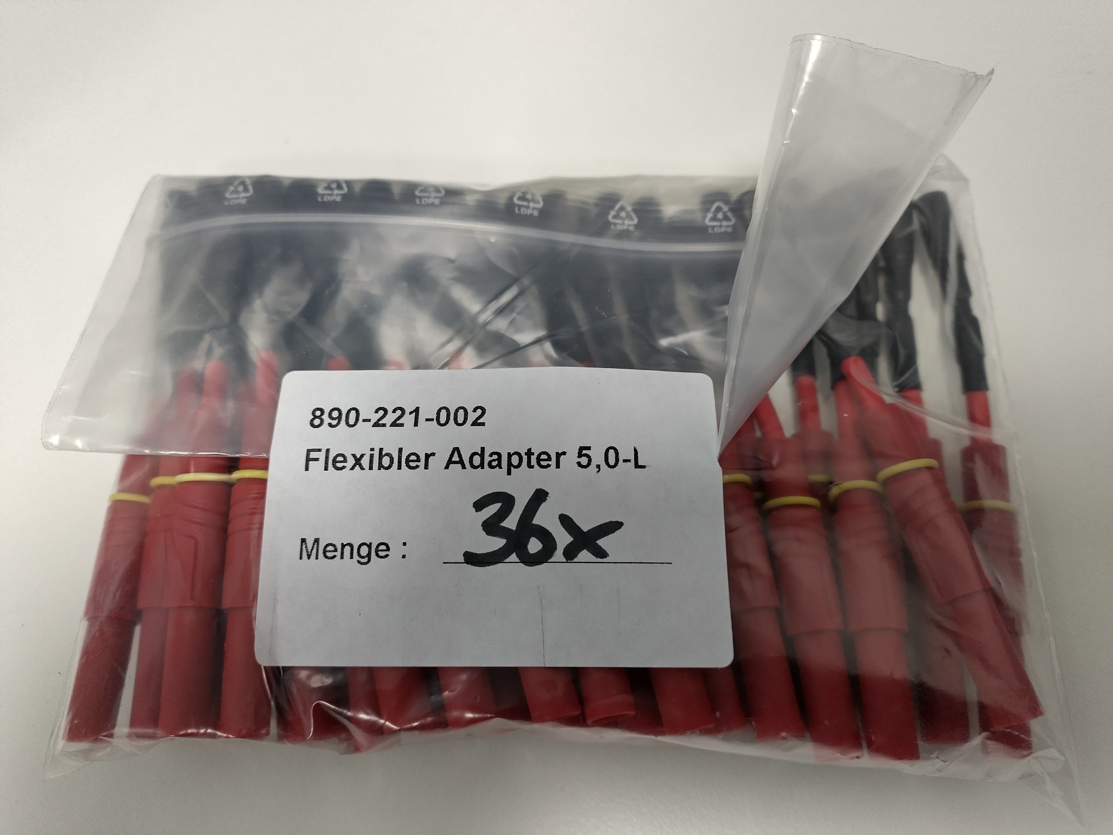 PMK Flexible adapter 5,0-L to 4 mm safety plug (red)