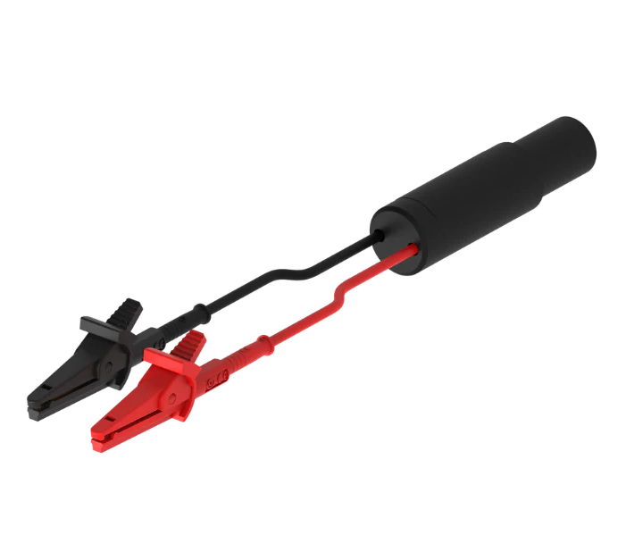 PMK PHVX-Dual adapter to 2mm banana, with pair of clamps (red/black)
