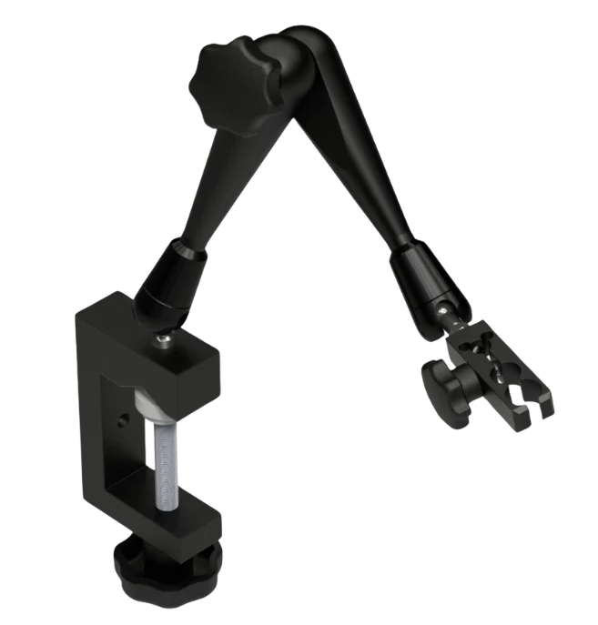 PMK MSB 40, 3D positionier with table clamp, 200 mm span width, and holder for probe