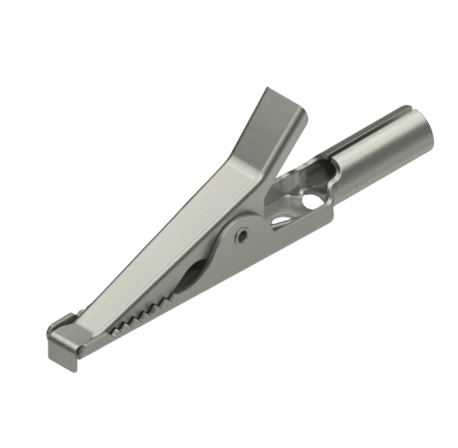 PMK Alligator clip V2A to 4mm socket, -55°Cto +155°C