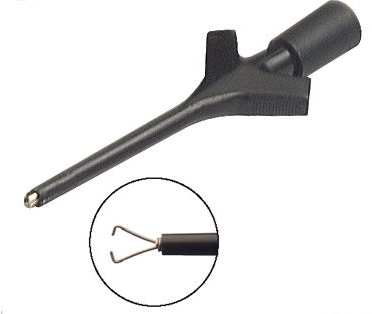 PMK Miniature clamp-type test probe (black), clamping range 3.5 mm, 60V DC