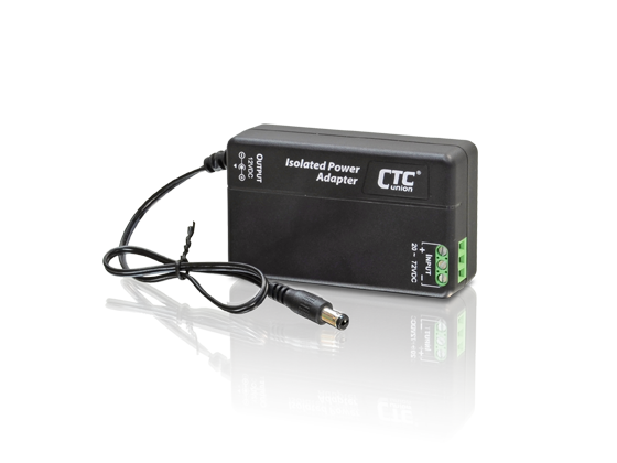 CTC Union DC to DC Isolated Power Adapter, input ±24/±48 VDC (±20 ~± 72VDC), Output 12VDC