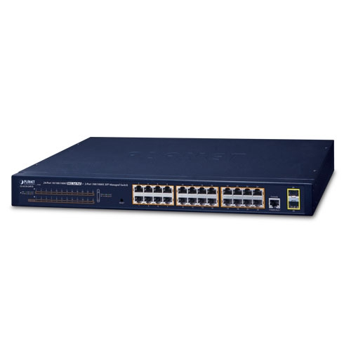 PLANET 24-Port 10/100/1000 Base-T +2xSFP slot, 802.3at PoE, 300W
