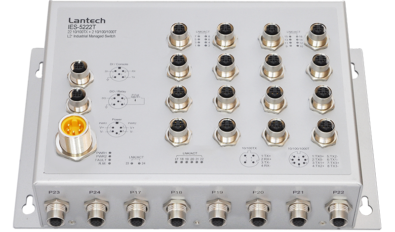Lantech Lantech 22 10/100TX + 2 10/100/1000T L2+Industrial Managed Switch