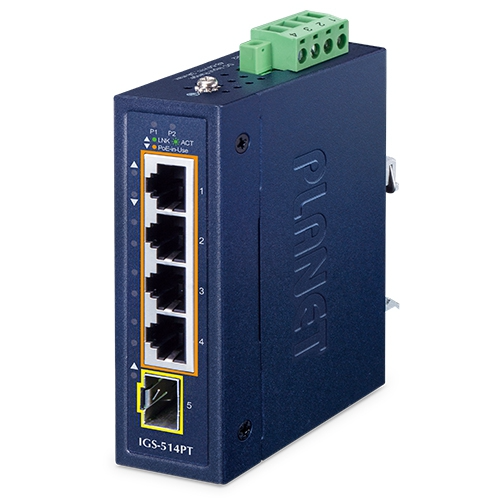 PLANET Compact Industrial 4-port10/100/1000Mbps PoE+ Switch