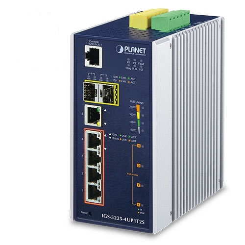 PLANET 4xGiga UltraPoE 60W+1xGB+2xSFP, -40..+70C