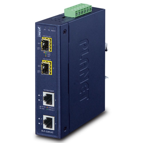 PLANET IP30 INDUSTRIAL 2-PORT10/100/1000T TO 2PORT CONV
