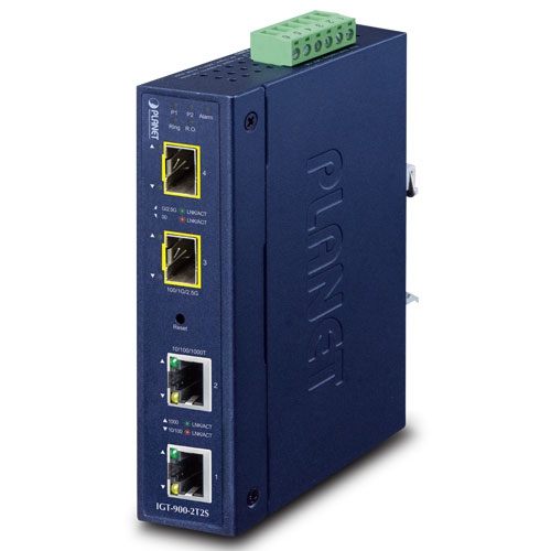PLANET IP30 Industrial 2-port 10/100/1000T SFP Managed media conver