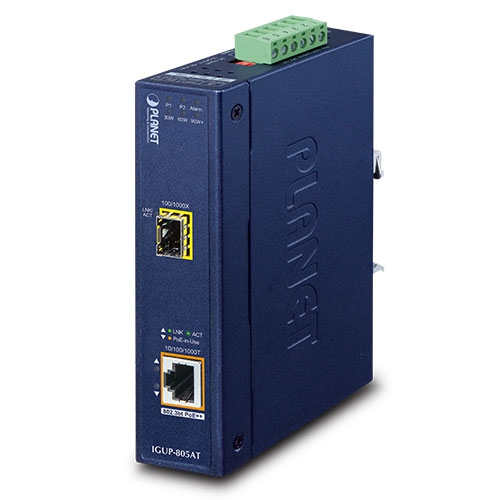PLANET Industrial mediamuunnin PoE++100/1000Mbps SFP-paikalla