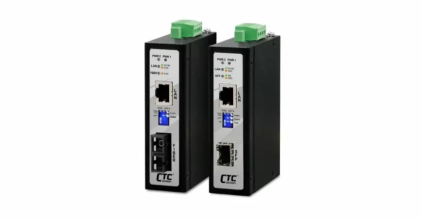 CTC Union Industrial mediamuunnin 10/100/1000Mbps SFP-paikalla, DIN-ki