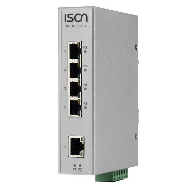 ISON 5-port Gigabit Unmanaged Layer 2 Industrial PoE/PoE+ Switch