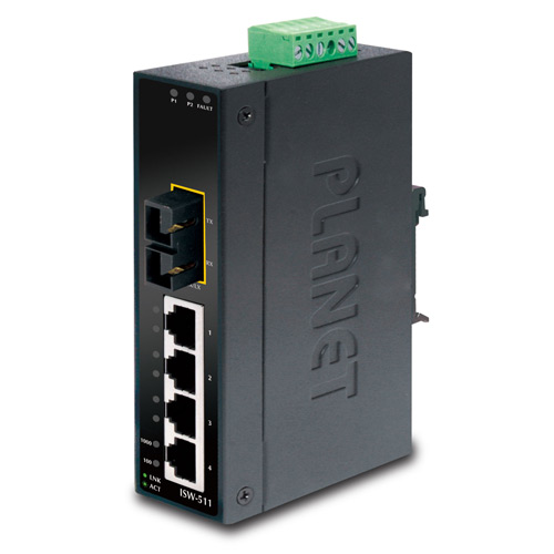 PLANET IP30 Slim Type 4Prt IndustrialEthernet Switch+1P 100Base-FX 