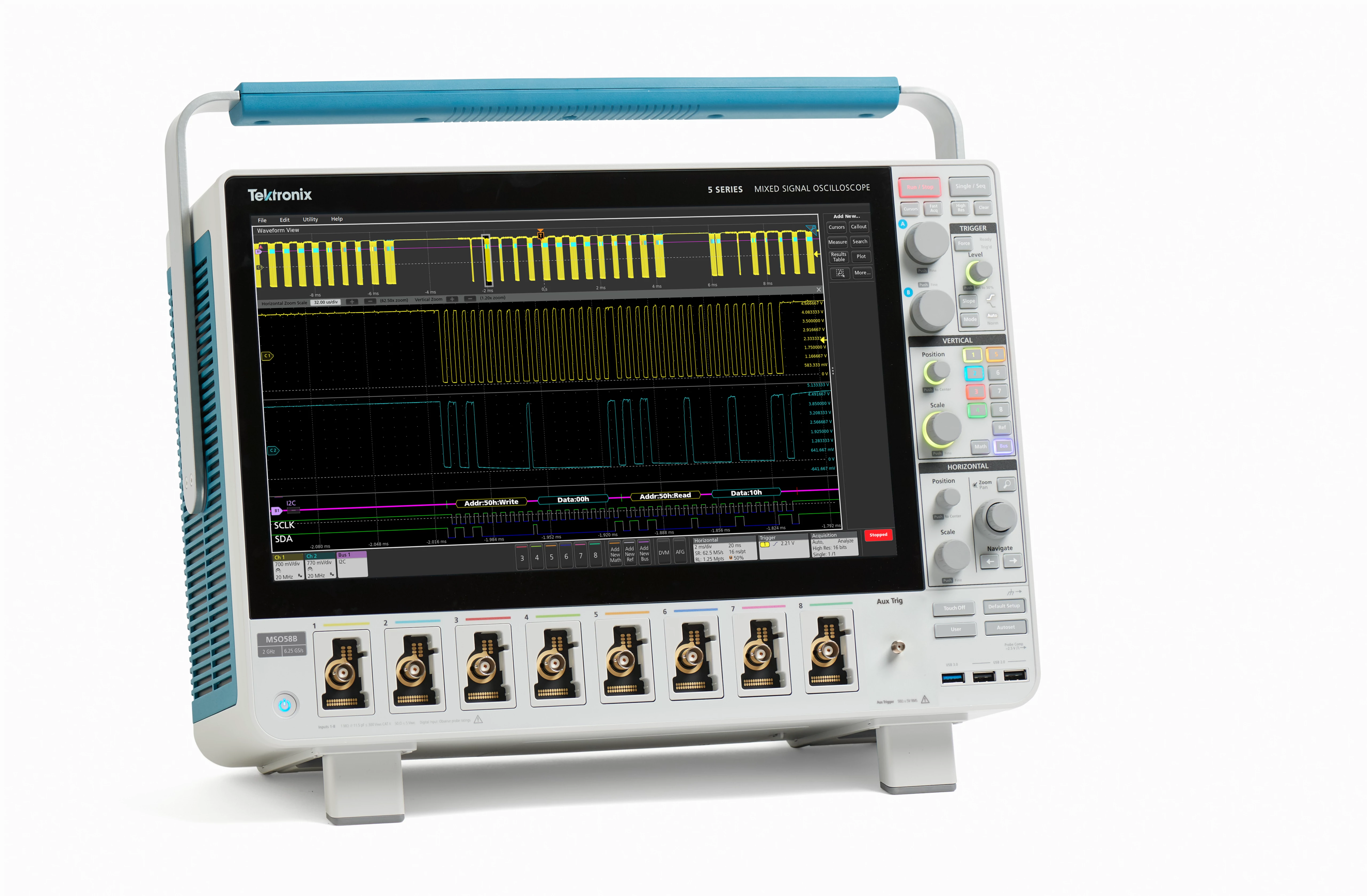 Tektronix MSO58B, 5 Series Mixed Signal Oscilloscope, 8 FlexChannels