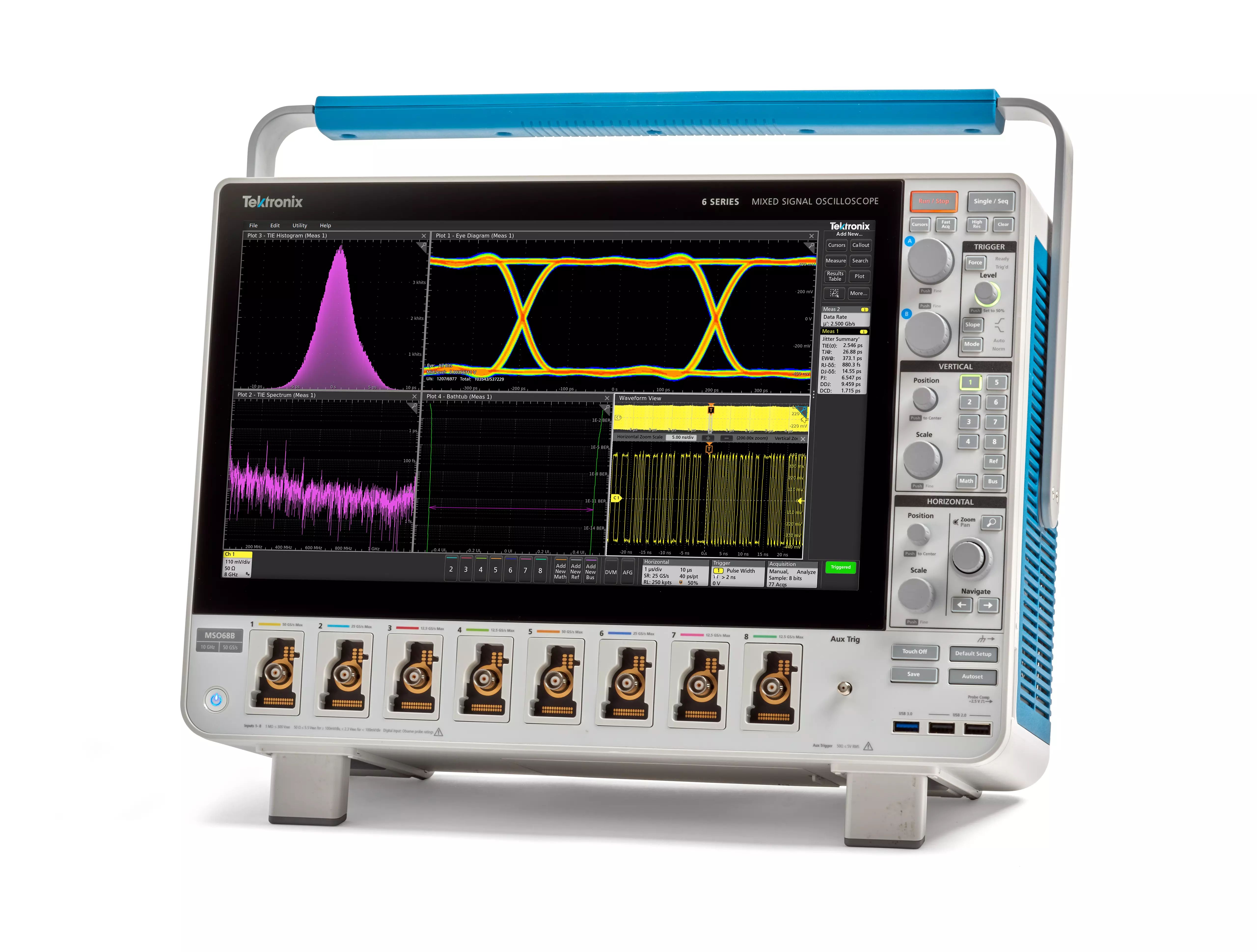 Tektronix MSO68B, 6 Series Mixed Signal Oscilloscope, 8 FlexChannels
