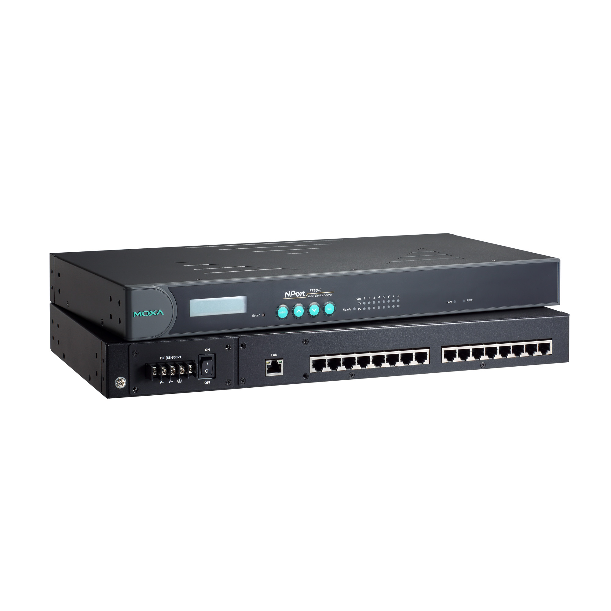 MOXA Moxa 16-port RS-232 rackmount device server with RJ45 connectors and 100-240 VAC