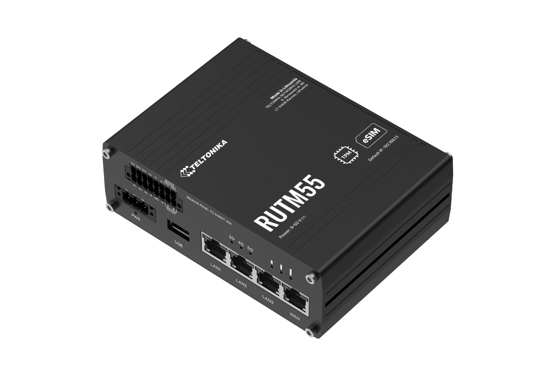 Teltonika RUTM55 Industrial 5G router Dual-SIM/e-SIM, RS-232/485