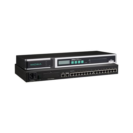  Moxa 16-port RS-232 to Ethernet secure device server, 100-240 VAC input