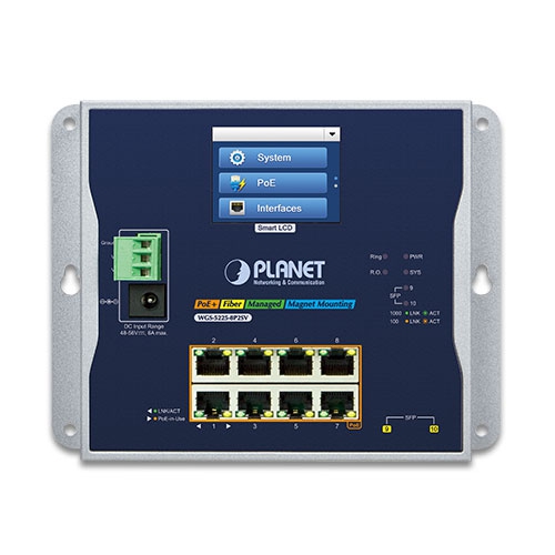 PLANET 8-Port 10/100/1000T+2-PortPOE 1G/2.5G SFP, LCD