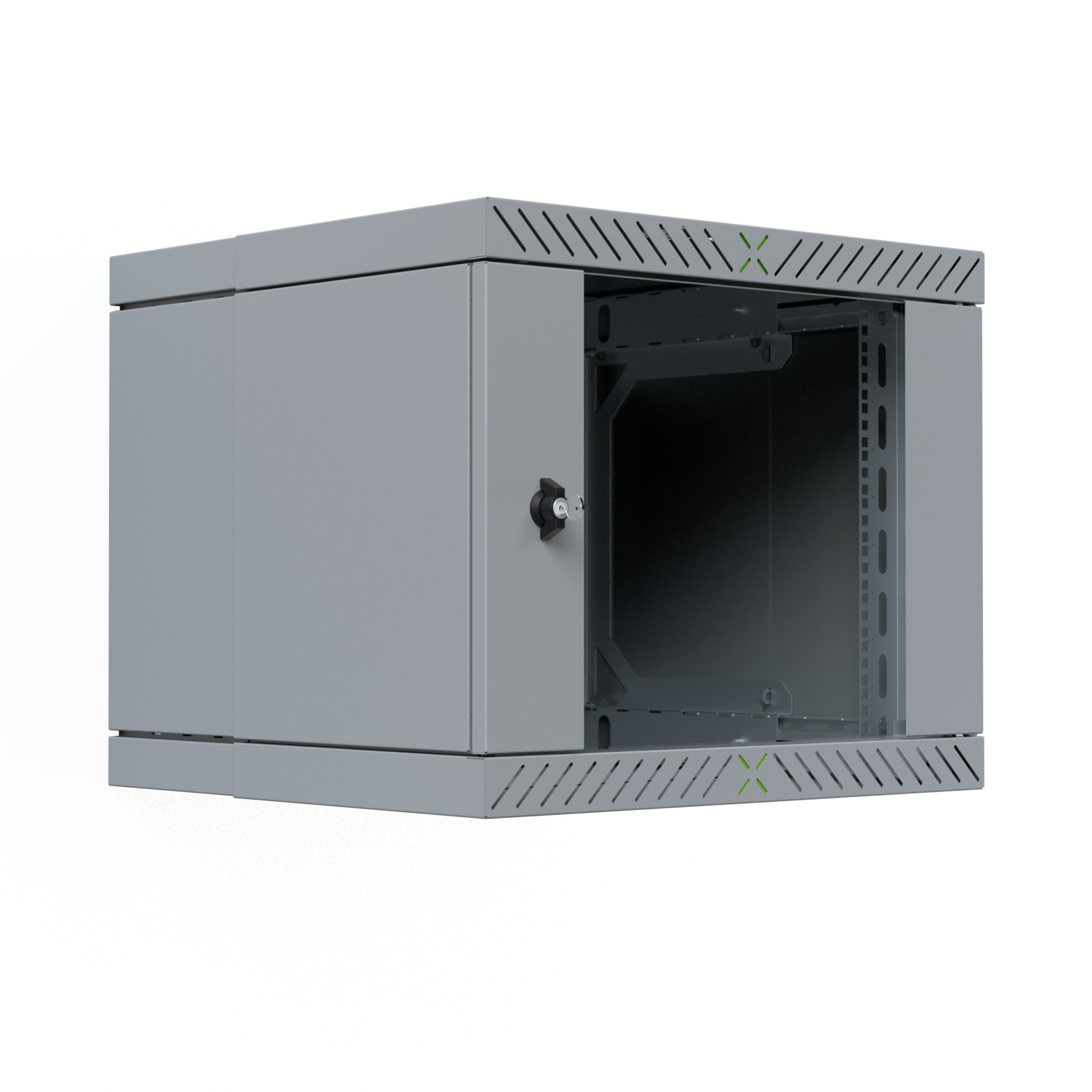  9U X-Rack Seinäkaappi lasiovi s: 400-600mm Harmaa