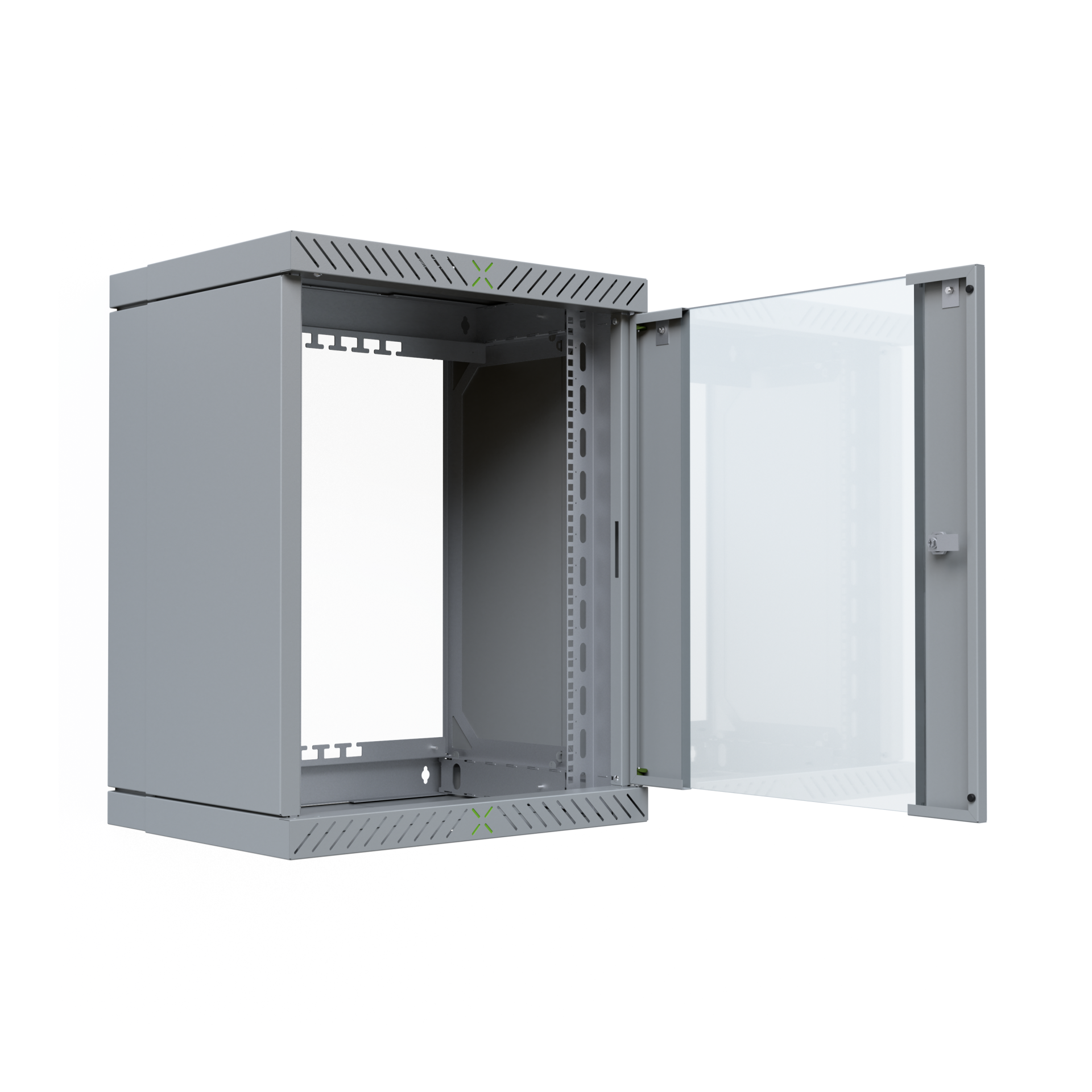  15U X-Rack Seinäkaappi lasiovi s: 400-600mm Harmaa